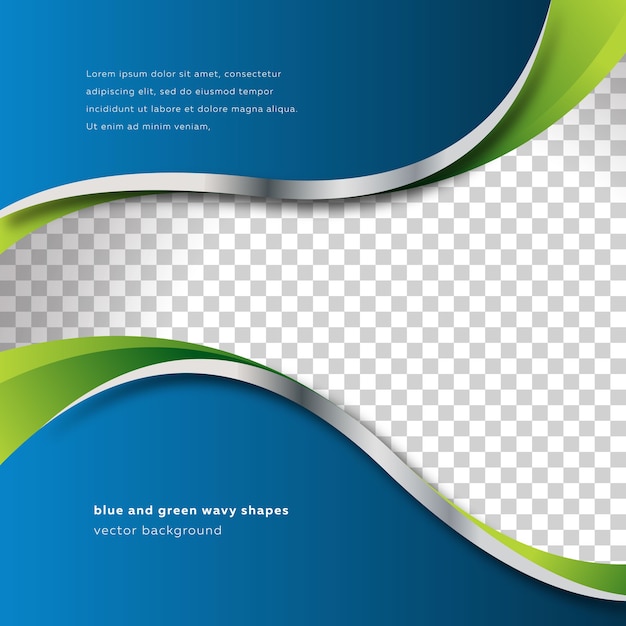 Blue and green wavy shapes background