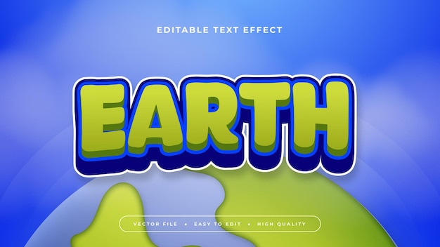 Vector blue green and white earth 3d editable text effect font style