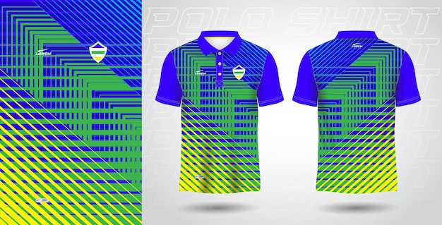 blue green and yellow sublimation polo sport shirt jersey