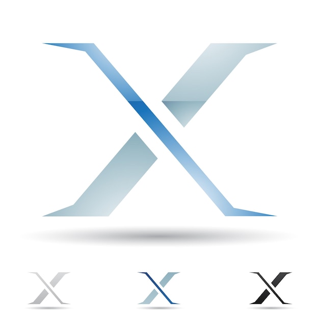 Blue and Grey Glossy Abstract Logo Icon of Slim Letter X