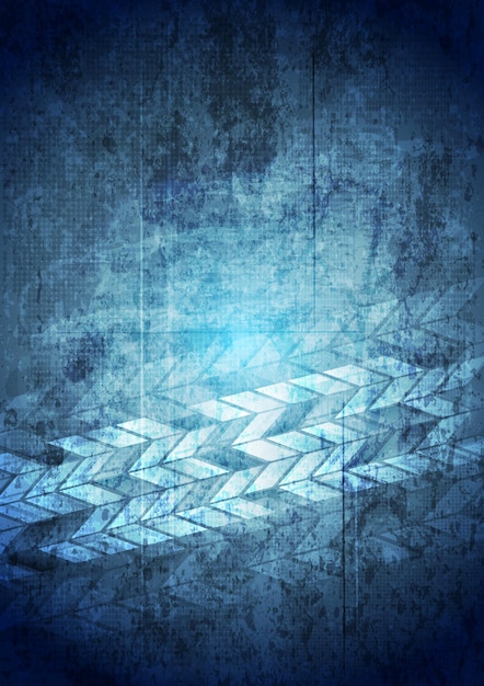 Blue grunge tech geometric background. Vector design