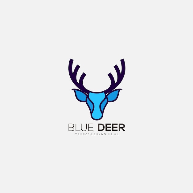 Blue head deer color vector logo gradient