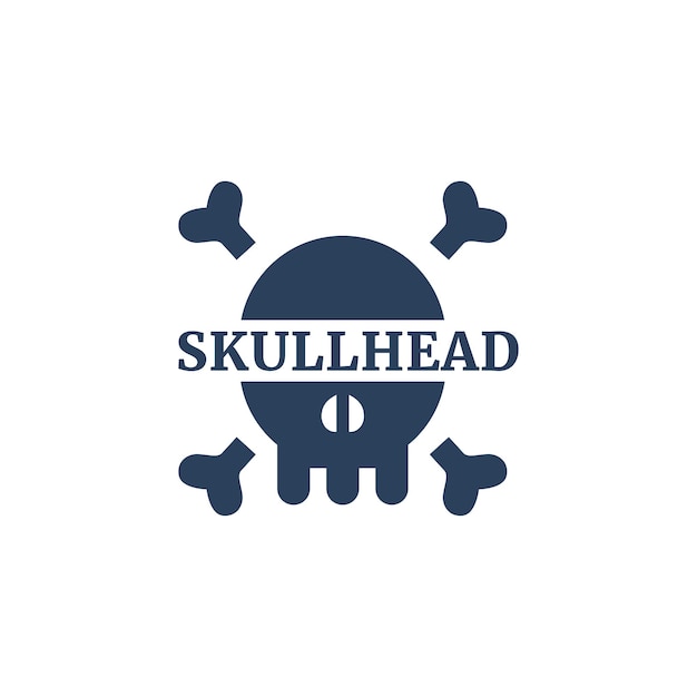 Blue head skull logo design vector graphic illustration