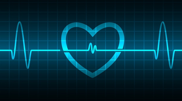 Blue Heart pulse monitor with signal. Heart beat. ekg icon wave