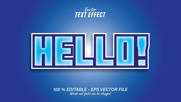 Blue hello text effect template editable eps file