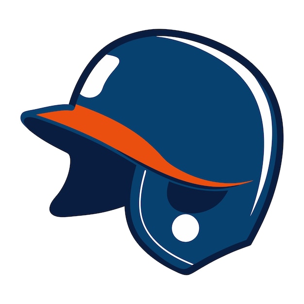 a blue helmet with a white and orange stripe on it