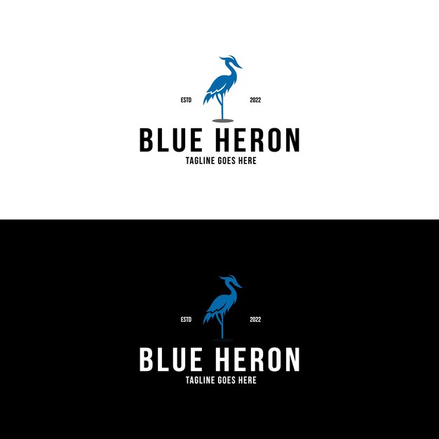 Vector blue heron bird logo design inspiration