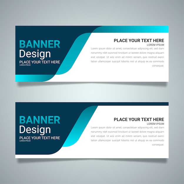 Blue horizontal business banner layout template design.