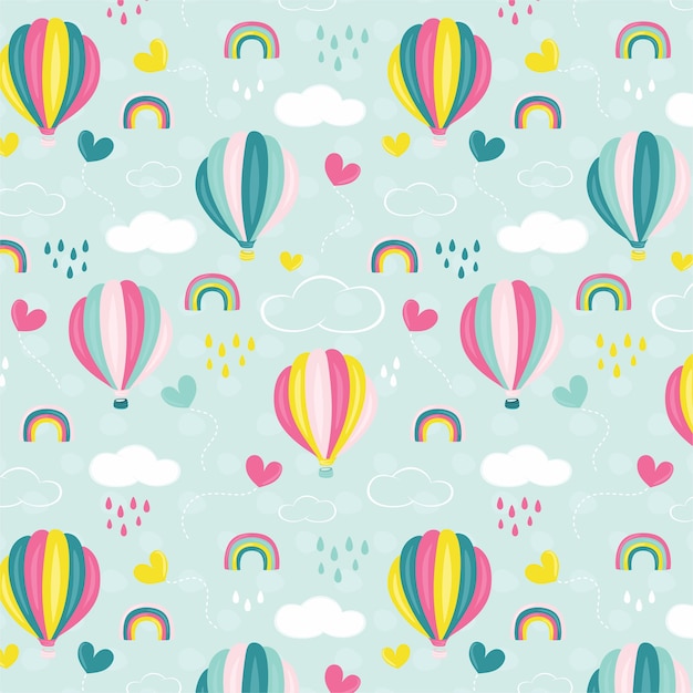 blue hot air ballon pattern