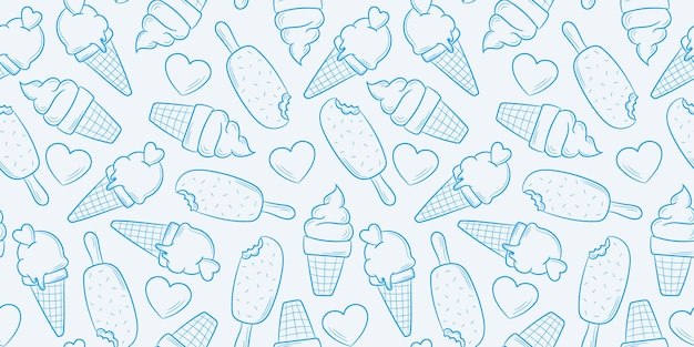 Vector blue ice cream vector pattern background seamless wallpaper