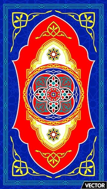 Blue Islamic Art Illustration of Ramadan Festival Designs Fabric Colorful Blue Background