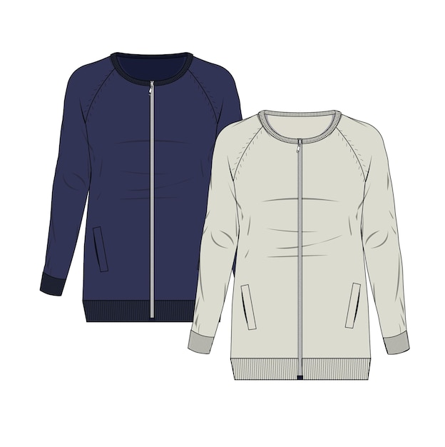 Vector a blue jacket with a white collar and a blue jacket with a zipper fitted ziper cardigan design for l