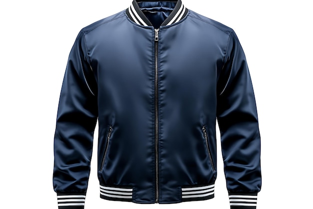 a blue jacket with a white stripe and a white stripe