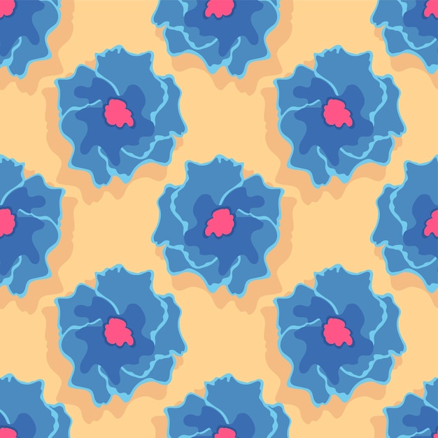 Blue jasmine flowers repeat pattern. textile background mosaic design