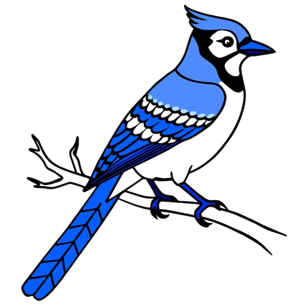 Vector blue jay bird vector art illustration 29