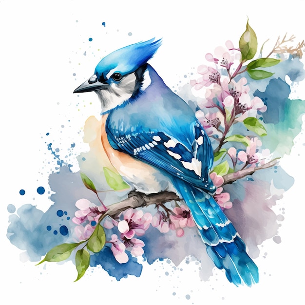 Blue Jay watercolor paint