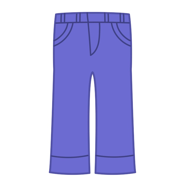 Blue Jeans with blue denim pockets Summer clothes children Vector illustration clothes pants