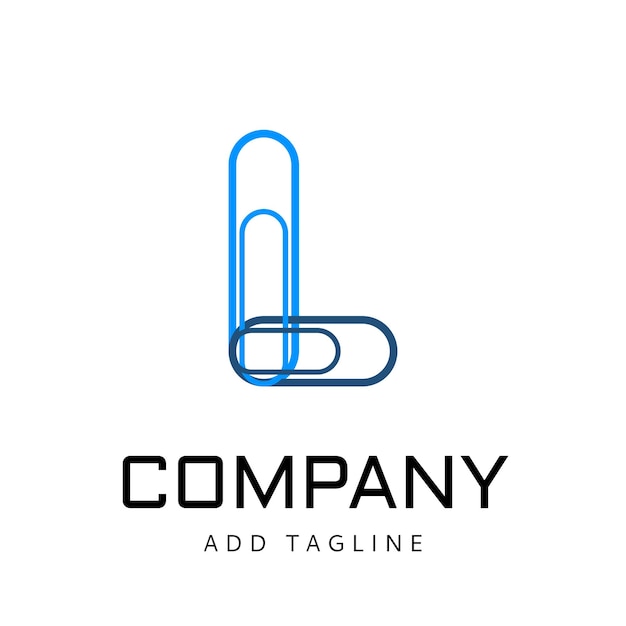 Blue L shaped logo above COMPANY space for tagline