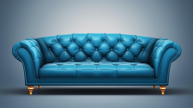 a blue leather couch with a blue leather cover