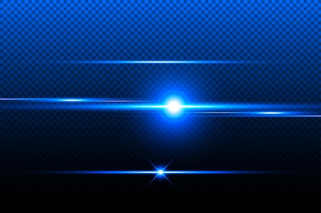 Blue lens line realistic black background with png