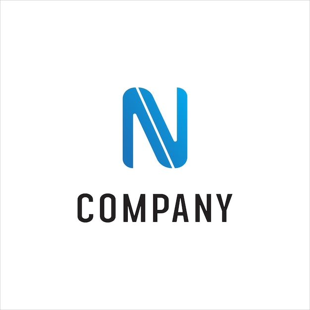 Blue Letter N NV or AV Alphabet Logo Design Template