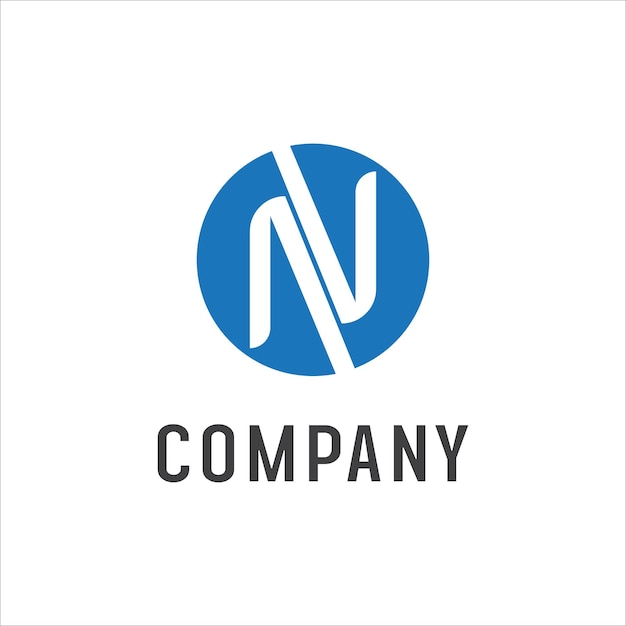 Blue Letter N NV or AV Alphabet Logo Design Template