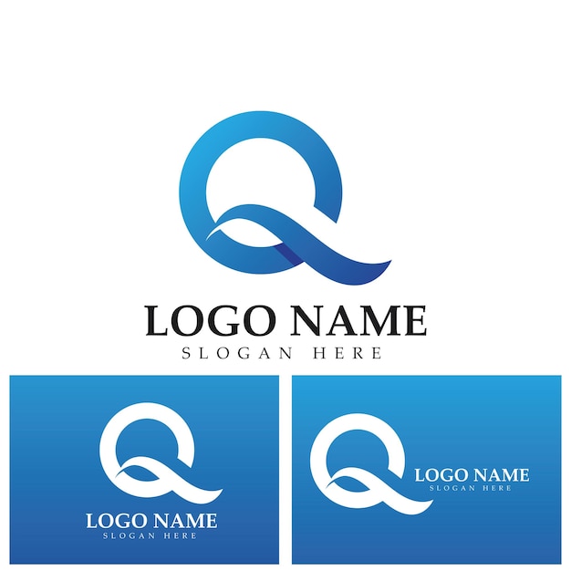 Blue letter q logo template vector