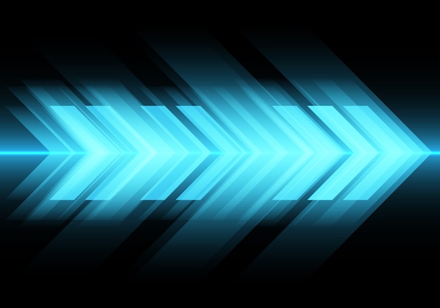 Vector blue light arrow speed on black technology background.