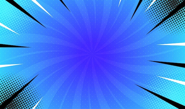 Blue light burst comic background abstract