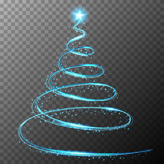 Blue light christmas tree on gray background