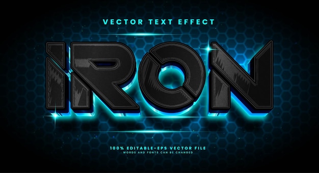 Blue light iron editable vector text effect with blue luxury concept