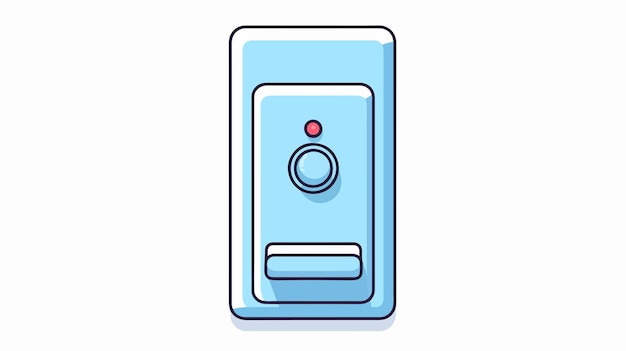 a blue light switch with a red button on the front