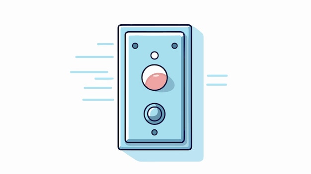 a blue light switch with a red button on it