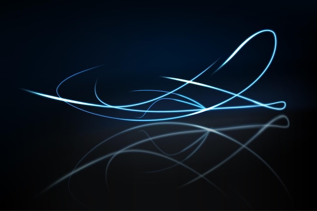 Blue light trails, long time exposure motion blur effect. Vector Illustration