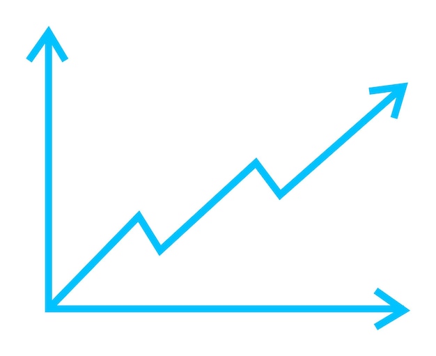 Vector blue line graph rising trend growth success chart business data increase financial progress