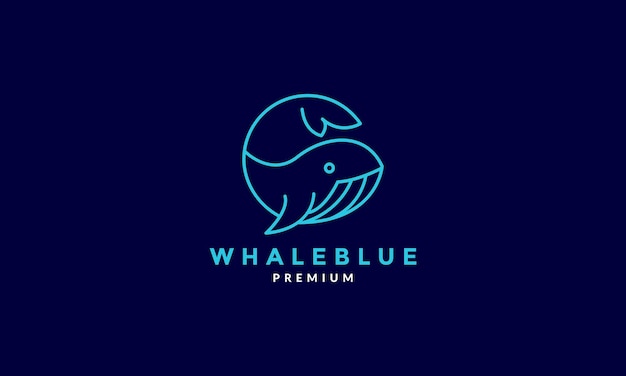 Blue line orca whale logo symbol vector design illustration