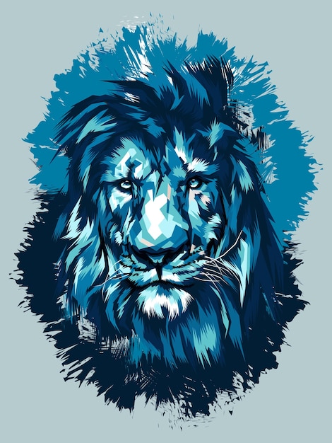 Blue lion Head Vector Illustration