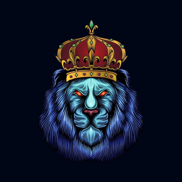 Blue lion with crown vector