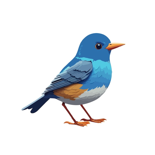 Vector blue little bird flat design 3d vector illustration