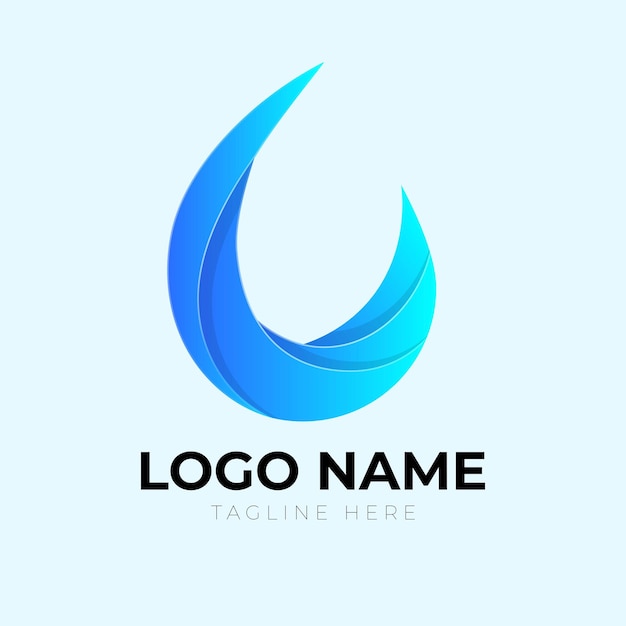 A blue logo with a circle shape that says logo.