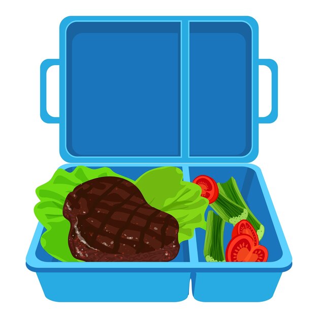 Blue lunchbox icon Cartoon of blue lunchbox vector icon for web design isolated on white background