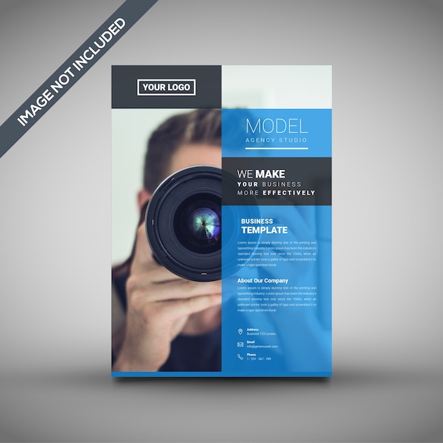 Blue magazine cover flyer template