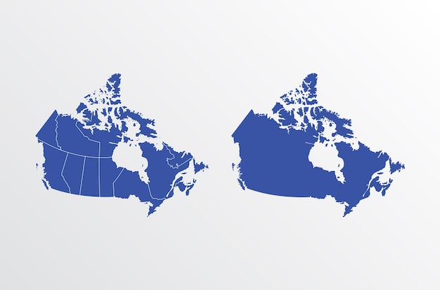 blue map of Canada with regions