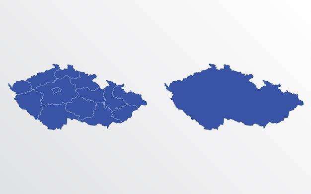 Blue map of Czechia with regions