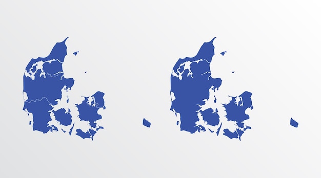 Blue map of Denmark with regions