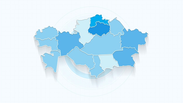 Blue Map of Kazakhstan Kazakhstan map with borders of the states country high detailed