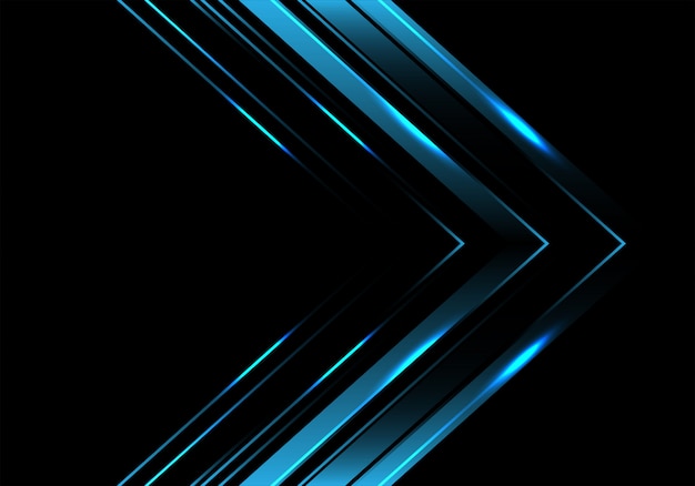 Blue metallic arrow direction on black luxury background.