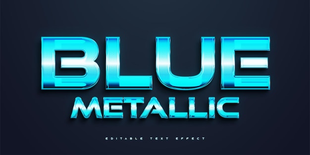 Blue Metallic Text Style Effect with Halftone Texture Editable Text Style Effect