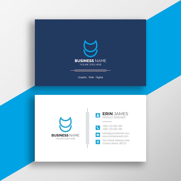 Blue minimal and modern business card template