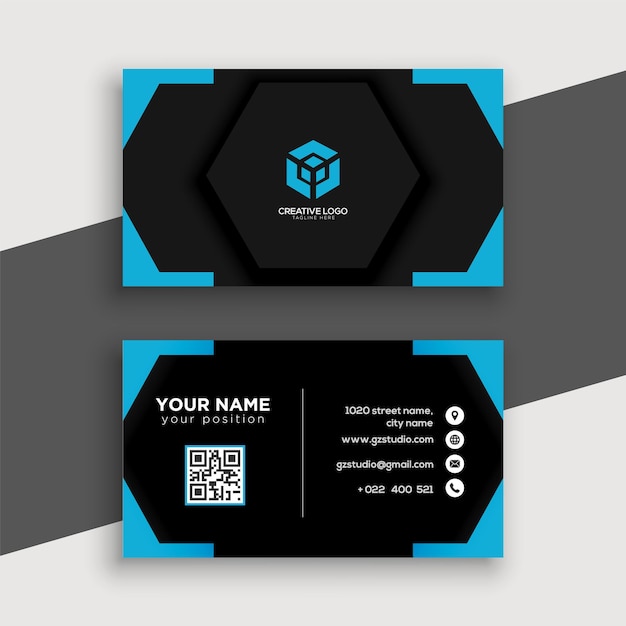 blue Modern professional business card premium Free Vector